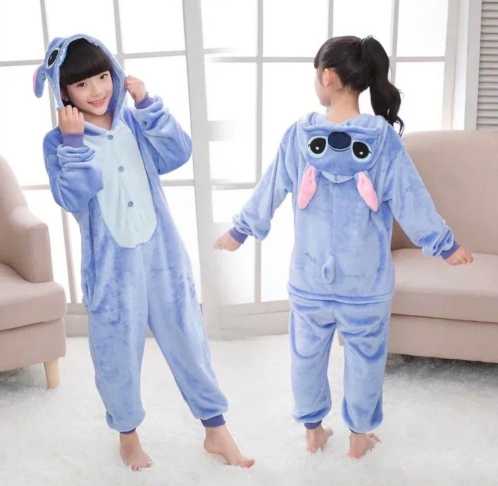 Blue Alien Character Kids Onesie Pajamas Costume Youth M 7/8